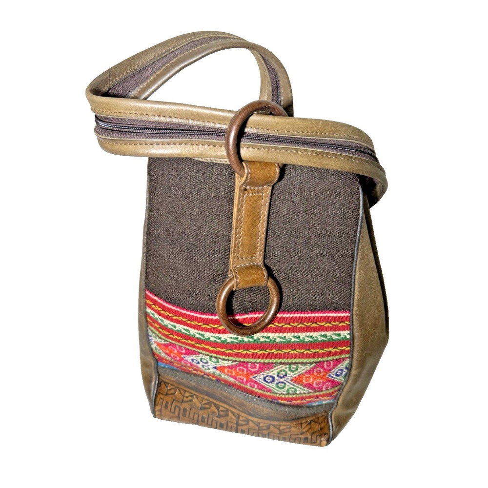 Anna Cainzo Hand Loomed Wool & Leather Backpack Inca Treasure Made in Bolivia